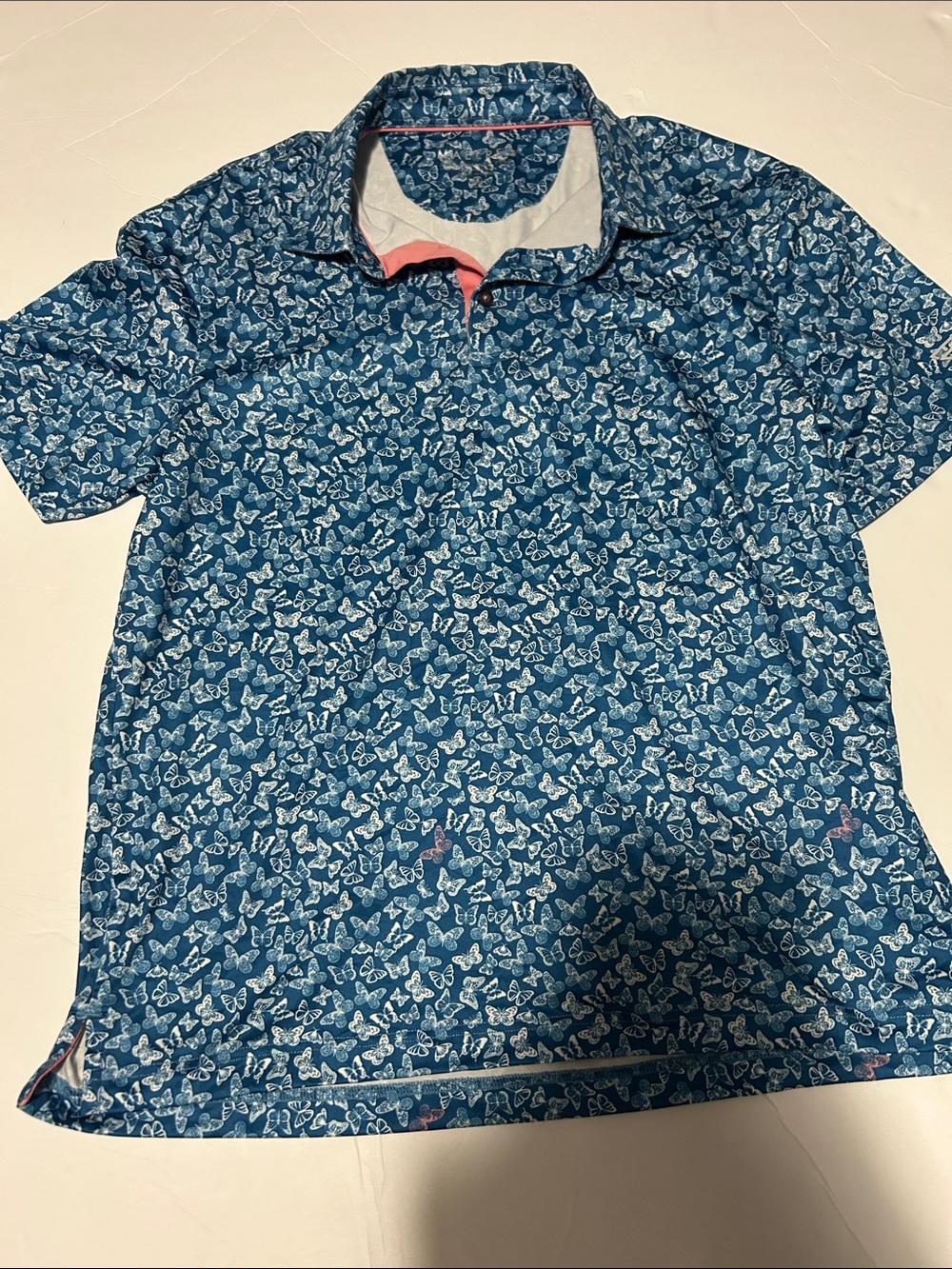 Boys' Blue Butterfly-Print Polo Shirt